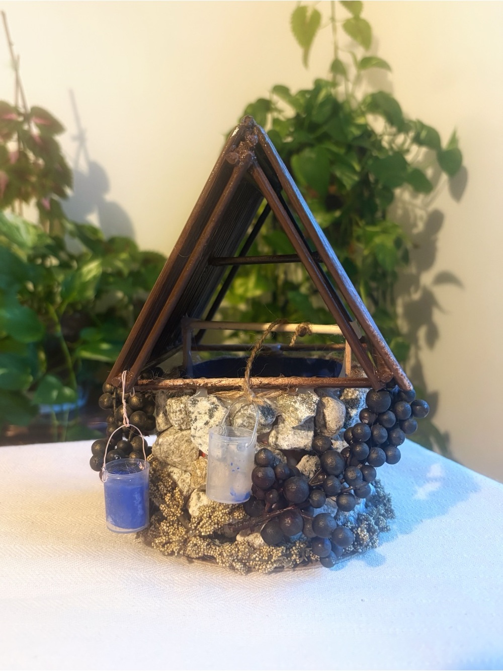 Decorative Well with Blue Accents (Handmade)